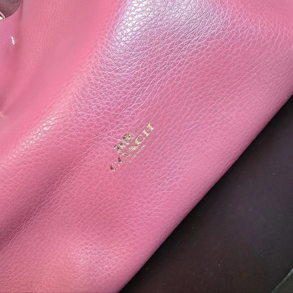 Coach Pebbled Leather Pink Derby Tote Bag
